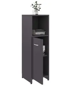 vidaXL 3 Piece Bathroom Furniture Set High Gloss Grey Chipboard