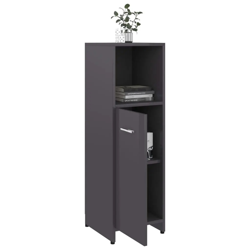 vidaXL 3 Piece Bathroom Furniture Set High Gloss Grey Chipboard