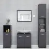vidaXL 3 Piece Bathroom Furniture Set High Gloss Grey Chipboard