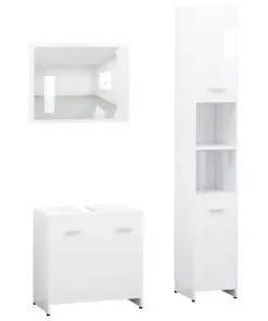vidaXL 3 Piece Bathroom Furniture Set White Chipboard