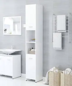 vidaXL 3 Piece Bathroom Furniture Set White Chipboard