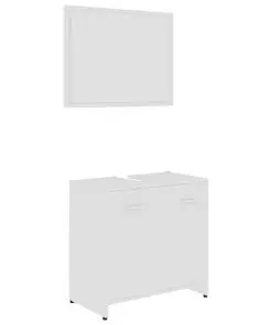vidaXL 3 Piece Bathroom Furniture Set White Chipboard