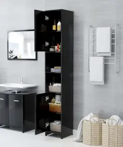 vidaXL 3 Piece Bathroom Furniture Set Black Chipboard