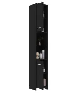 vidaXL 3 Piece Bathroom Furniture Set Black Chipboard