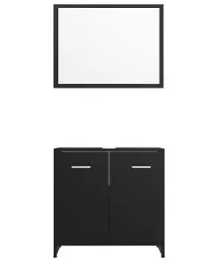 vidaXL 3 Piece Bathroom Furniture Set Black Chipboard