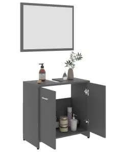 vidaXL 3 Piece Bathroom Furniture Set Grey Chipboard