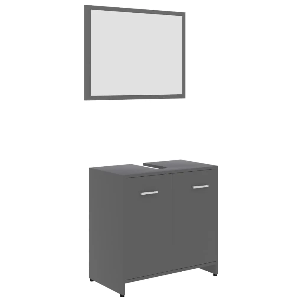 vidaXL 3 Piece Bathroom Furniture Set Grey Chipboard