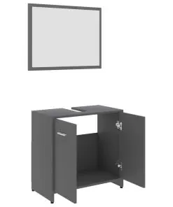 vidaXL 3 Piece Bathroom Furniture Set Grey Chipboard
