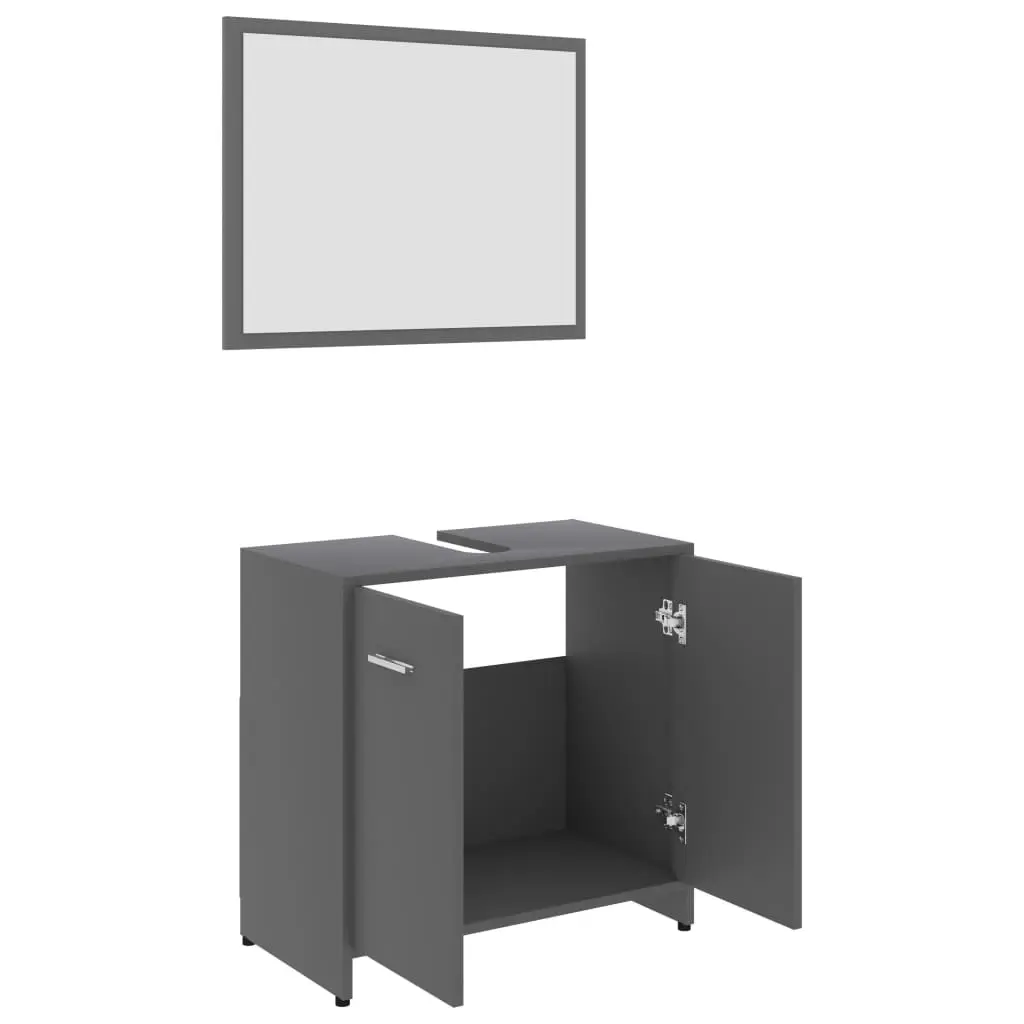 vidaXL 3 Piece Bathroom Furniture Set Grey Chipboard