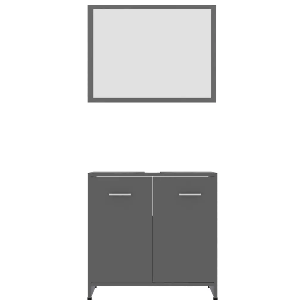 vidaXL 3 Piece Bathroom Furniture Set Grey Chipboard