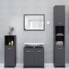 vidaXL 3 Piece Bathroom Furniture Set Grey Chipboard