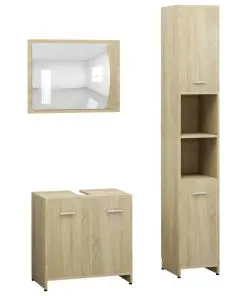 vidaXL 3 Piece Bathroom Furniture Set Sonoma Oak Chipboard
