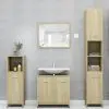 vidaXL 3 Piece Bathroom Furniture Set Sonoma Oak Chipboard vidaXL 3 Piece Bathroom Furniture Set Sonoma Oak Chipboard