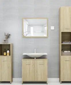 vidaXL 3 Piece Bathroom Furniture Set Sonoma Oak Chipboard