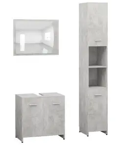 vidaXL 3 Piece Bathroom Furniture Set Concrete Grey Chipboard