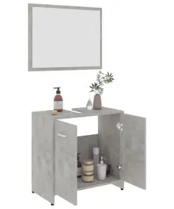 vidaXL 3 Piece Bathroom Furniture Set Concrete Grey Chipboard