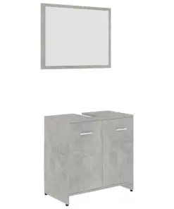 vidaXL 3 Piece Bathroom Furniture Set Concrete Grey Chipboard