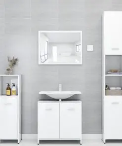 vidaXL 3 Piece Bathroom Furniture Set High Gloss White Chipboard