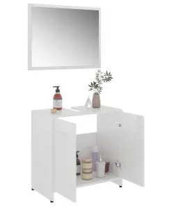 vidaXL 3 Piece Bathroom Furniture Set High Gloss White Chipboard
