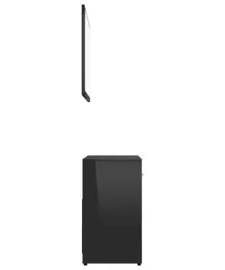 vidaXL 3 Piece Bathroom Furniture Set High Gloss Black Chipboard