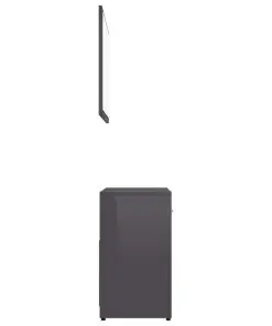vidaXL 3 Piece Bathroom Furniture Set High Gloss Grey Chipboard