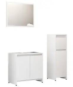 vidaXL 3 Piece Bathroom Furniture Set White Chipboard