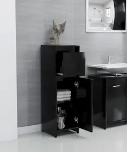 vidaXL 3 Piece Bathroom Furniture Set Black Chipboard