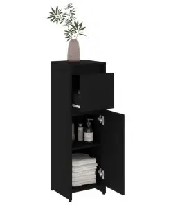 vidaXL 3 Piece Bathroom Furniture Set Black Chipboard