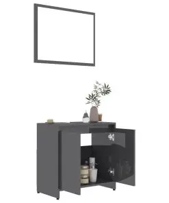 vidaXL 3 Piece Bathroom Furniture Set Grey Chipboard