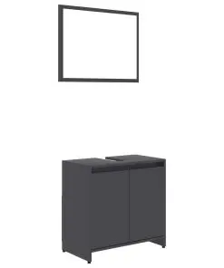 vidaXL 3 Piece Bathroom Furniture Set Grey Chipboard