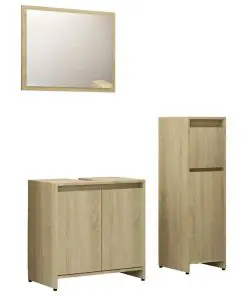 vidaXL 3 Piece Bathroom Furniture Set Sonoma Oak Chipboard