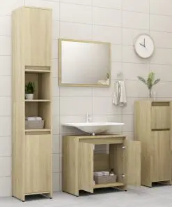 vidaXL 3 Piece Bathroom Furniture Set Sonoma Oak Chipboard