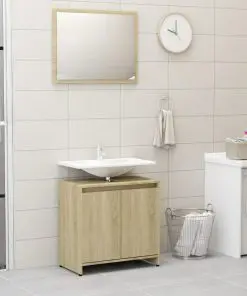 vidaXL 3 Piece Bathroom Furniture Set Sonoma Oak Chipboard