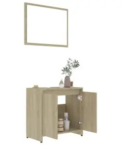 vidaXL 3 Piece Bathroom Furniture Set Sonoma Oak Chipboard