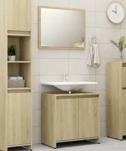 vidaXL 3 Piece Bathroom Furniture Set Sonoma Oak Chipboard
