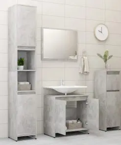 vidaXL 3 Piece Bathroom Furniture Set Concrete Grey Chipboard