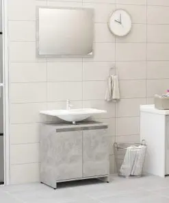 vidaXL 3 Piece Bathroom Furniture Set Concrete Grey Chipboard