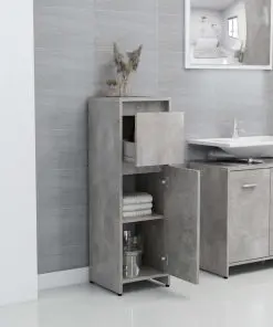 vidaXL 3 Piece Bathroom Furniture Set Concrete Grey Chipboard