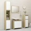 vidaXL 3 Piece Bathroom Furniture Set White and Sonoma Oak Chipboard