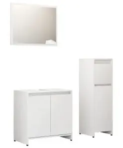 vidaXL 3 Piece Bathroom Furniture Set High Gloss White Chipboard