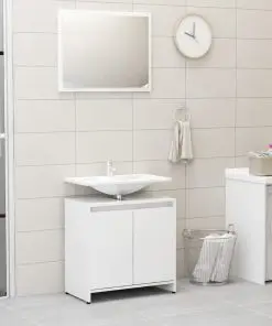 vidaXL 3 Piece Bathroom Furniture Set High Gloss White Chipboard