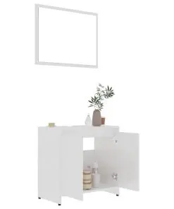 vidaXL 3 Piece Bathroom Furniture Set High Gloss White Chipboard