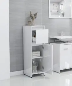 vidaXL 3 Piece Bathroom Furniture Set High Gloss White Chipboard