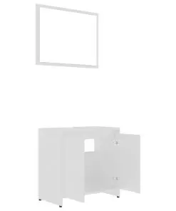 vidaXL 3 Piece Bathroom Furniture Set High Gloss White Chipboard