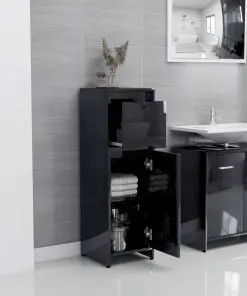 vidaXL 3 Piece Bathroom Furniture Set High Gloss Black Chipboard