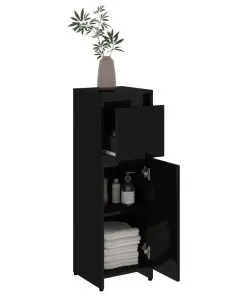 vidaXL 3 Piece Bathroom Furniture Set High Gloss Black Chipboard