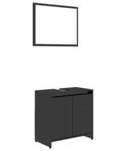 vidaXL 3 Piece Bathroom Furniture Set High Gloss Black Chipboard