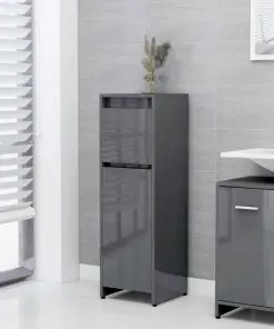 vidaXL 3 Piece Bathroom Furniture Set High Gloss Grey Chipboard