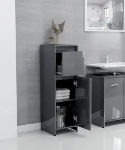 vidaXL 3 Piece Bathroom Furniture Set High Gloss Grey Chipboard