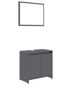 vidaXL 3 Piece Bathroom Furniture Set High Gloss Grey Chipboard